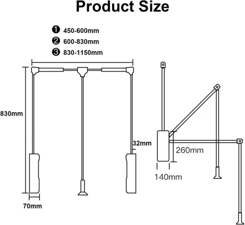 Miniatura 7 de LDIW Varillas extraíbles de aluminio para armario, sistema de almacenamiento para dormitorio, guardarropa, armario, guardarropa, plateado, 830 ~
