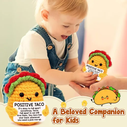 Miniatura 2 de Taco de croché positivo, regalo de cumpleaños para mujeres y hombres, relleno de botas navideñas, decoración festiva para hijo, mamá, papá, hermana