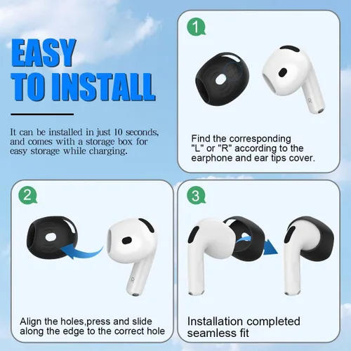 Miniatura 6 de 5 pares de almohadillas para AirPods 4, funda de auriculares de silicona AirPod 4 antideslizante y suave, accesorios para Air Pod 4 compatibles