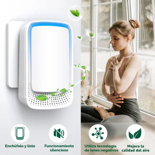 Miniatura 2 de Ionizadores de aire para el hogar (paquete de 3), generador de iones negativos, ambientador silencioso para dormitorio, oficina, cocina, filtro