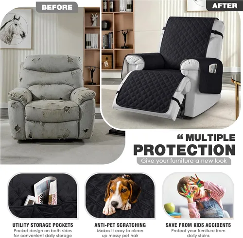 Miniatura 4 de TAOCOCO - Funda antideslizante para silla reclinable, funda para sofá, funda para silla reclinable pequeña con correas elásticas, protector