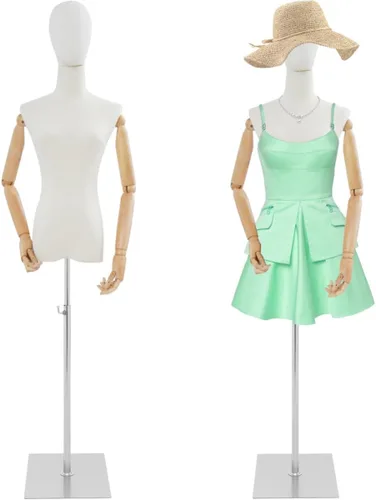 Miniatura 11 de Vestido de maniquí femenino de altura ajustable de 55 a 80 pulgadas, cuerpo de maniquí con soporte de metal (negro, 55-80 pulgadas)