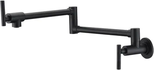 SUMERAIN Grifo de llenado de ollas de montaje en pared, grifo de cocina de bronce aceitado, oscilación de doble articulación y palancas de cierre