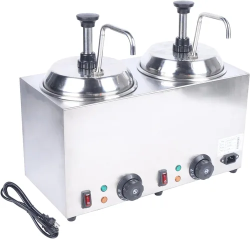 Dispensador de queso con 2 bombas, 2 x 2L Calentador eléctrico de salsa de queso de nacho 86.0-230.0 °F Dispensador de calentador de dulce de azúcar