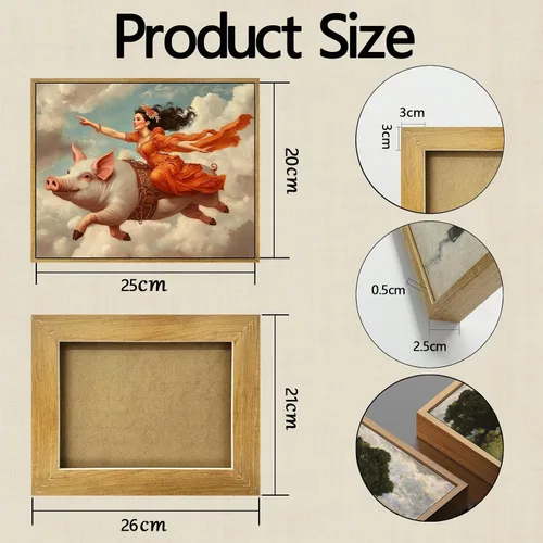 Miniatura 5 de Arte de pared de mujer victoriana, clásico ecléctico antiguo, impresiones divertidas de cerdo, lienzo retro surrealista, arte de pared de animales