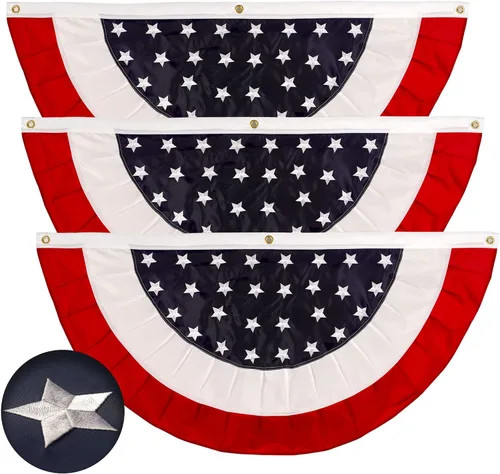 Miniatura 9 de G128 Bandera de abanico plisada de Estados Unidos, estrella de 1.5 x 1.5 pies, círculo central, decoración patriótica del 4 de julio, estrellas