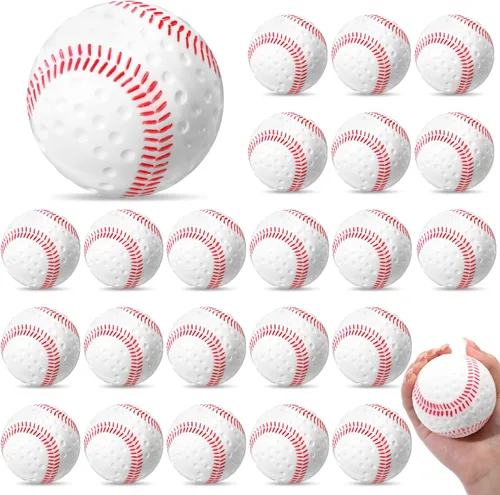 Halloscume 24 pelotas de béisbol con hoyuelos con costura roja para coordinación mano-ojo, bateo, bateo, entrenamiento y práctica de campo