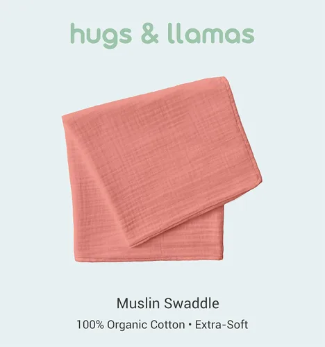 Miniatura 2 de hugs & llamas Mantas para envolver 100% muselina de algodón orgánico, unisex, extra suaves, mantas para recién nacidos y bebés, lavables a máquina