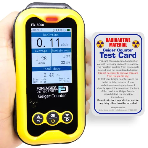 Contador Geiger + Tarjeta de prueba de radiación | Sensor de vida mejorado de 20 años | Detector de radiación | Beta, Gamma y rayos X | Aprobado en