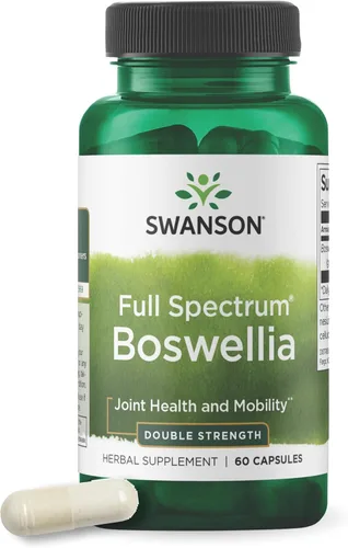 Swanson Boswellia de doble fuerza - Hierba ayurvédica para flexibilidad articular y apoyo de movilidad - Resina Boswellia Serrata - (60 cápsulas,