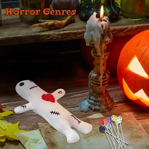 Miniatura 5 de Kit de 10 muñecas de vudú, muñecas de vudú reales con 9 pines de calavera, espeluznante, fantasma, hechizos de venganza, muñeca vudú, muñeca