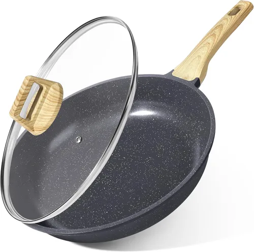 Miniatura 9 de GiPP Sartén antiadherente de cerámica - sartén de 10 pulgadas saludable, antiadherente, no tóxica, compatible con inducción, sartén de tortilla, Gris