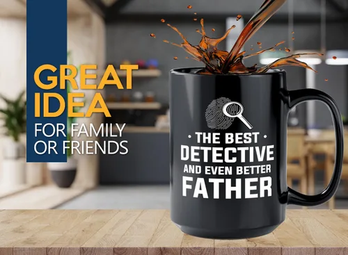 Miniatura 2 de Taza de café detective de 15 onzas, color negro, el mejor detective, policía, patrulla, policía, policía, policía, policía, policía, policía, jefe