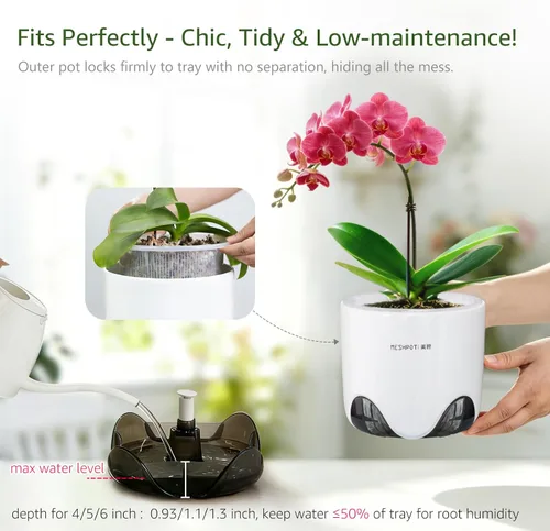 Miniatura 4 de Macetas de orquídeas con agujeros para trasplantar, plástico de doble capa que imita la maceta de orquídea de cerámica que proporciona una buena