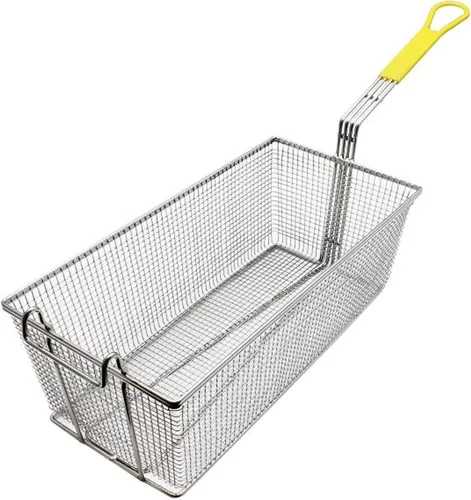 Miniatura 6 de TrueCraftware -Cesta rectangular de 12-1/8 x 6-1/4 x 5-1/4 pulgadas con gancho, hierro chapado en níquel resistente con mango recubierto de naranja