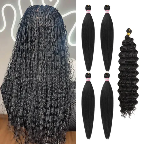 Miniatura 107 de Extensiones de cabello para trenzar preestiradas, color negro, 12 pulgadas, 8 paquetes de cabello natural para trenzar, fácil trenza, ajuste de agua