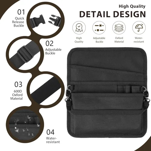 Miniatura 4 de Likesing Delantal de servidor, delantal de servicio con bolsillos para camarera, bolsa de herramientas de cintura para camarero con cinturón
