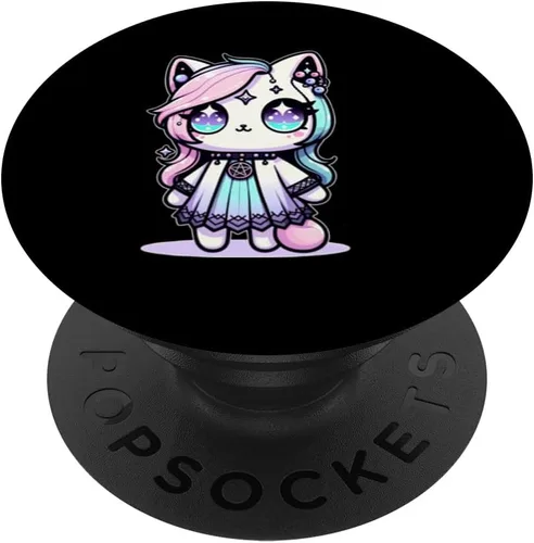 Kawaii Pastel Cat Ouija Creepy Oculto Estético PopSockets Estándar PopGrip