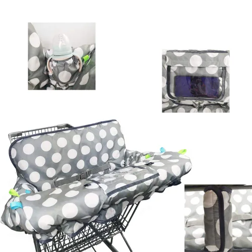 Miniatura 4 de Funda para carrito de compras para bebé, funda de silla alta para niño y niña, forro de cojín para carrito de comestibles, con posicionador de Gris