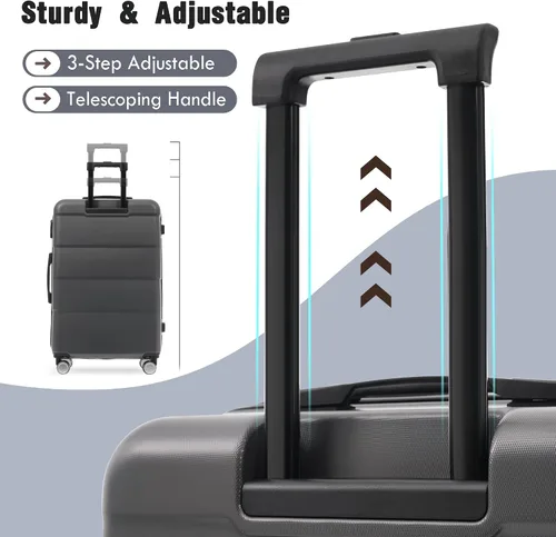 Miniatura 320 de Merax Juegos de equipaje de mano en maleta aprobada por aerolíneas, estuche rígido con ruedas giratorias expandibles, Negro