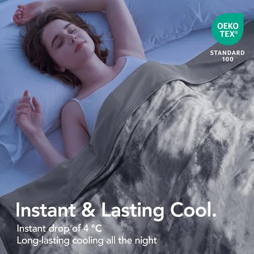 Miniatura 2 de Topcee Manta de Tiro Refrescante para Sudores Nocturnos Decorativa Tie Dye, Absorbe el Calor para Mantenerte Fresco en Noches Cálidas, Q-Max 0.5