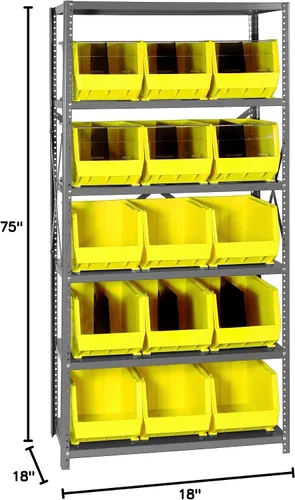 Miniatura 587 de Quantum QSBU-245BK Heavy Duty Shelving Unit with (7) Shelves and (24) QUS245 Black Bins for Garage Warehouse Storage Distribution 400 lb Load