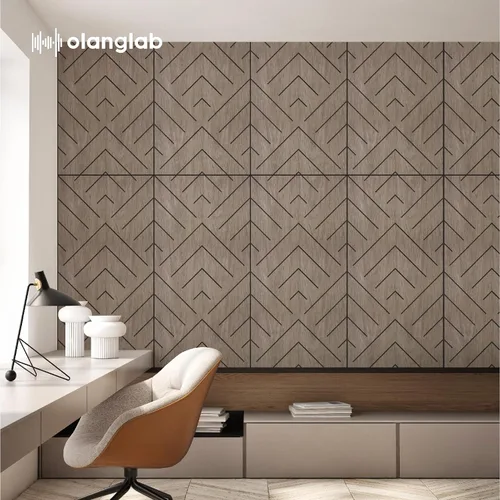 Miniatura 6 de Olanglab Paquete de 6 paneles de pared de chapa de madera, paneles absorbentes de sonido de 24 x 48 pulgadas para reducción de ruido, triángulo