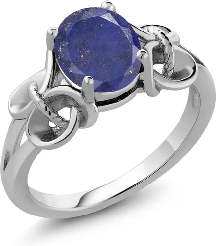 Miniatura 125 de Gem Stone King Anillo de compromiso ovalado con piedra natal para mujer, plata de ley 925, ovalado de 0.354 x 0.276 in, anillo de compromiso
