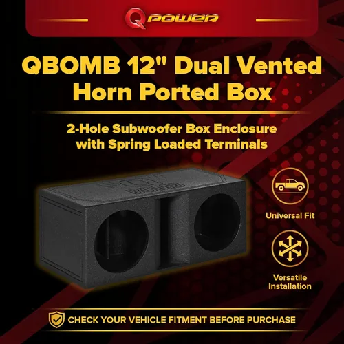 Miniatura 2 de Q Power QBomb - Caja de subwoofer con doble bocina ventilada y acabado con revestimiento de cama