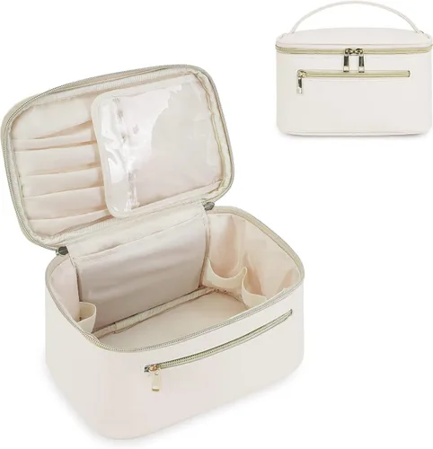 Miniatura 9 de Wandering Nature Bolsa de Maquillaje, Organizador de Maquillaje de Viaje, Estuche de Brochas Cosméticas para Mujeres en Cuero Vegano Ecológico, M
