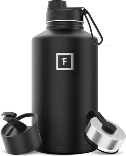Miniatura 71 de IRON °FLASK Frasco de hidratación para acampar y senderismo con pajilla, botella de agua deportiva de acero inoxidable con aislamiento de boca Dark