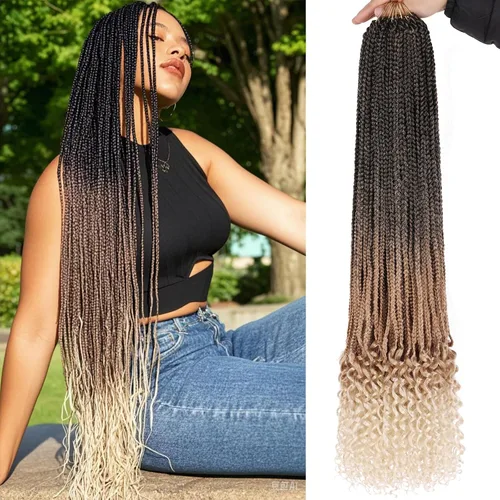 Miniatura 31 de XTREND 10 Pulgadas 6 Paquetes Trenzas de Caja de Ganchillo Cabello Pre-anudado Sin Nudos Bobo Trenzas de Caja 3X Extensiones de Cabello Trenzado 1b#