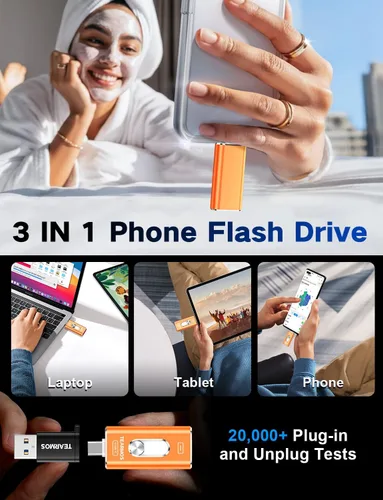 Miniatura 2 de Memoria Stick de 256 GB para iPhone Flash Drive, almacenamiento de teléfono para fotos y videos, copia de seguridad de archivos, compatible