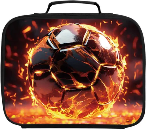 Miniatura 11 de Lonchera de fútbol americano para niños y niñas, bolsa de almuerzo escolar para niños, capa aislada, poliéster, a prueba de fugas, para niños a