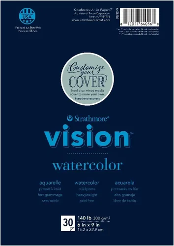 Strathmore Vision Cold Press - Bloc de acuarela de 6 x 9 pulgadas, 140 libras, 30 hojas -62640560