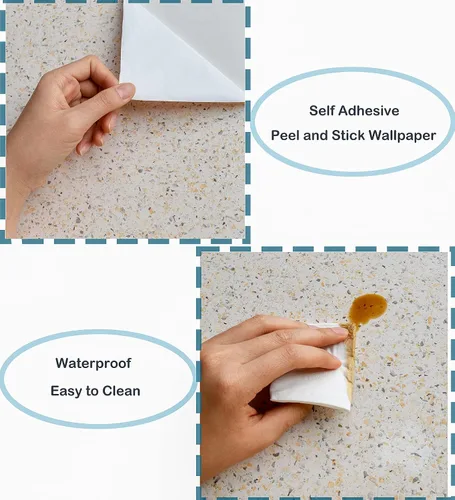 Miniatura 4 de Papel de granito brillante para encimeras, diseño de mármol, papel tapiz para pelar y pegar, de 15.7 × 118 pulgadas, papel adhesivo para la cocina
