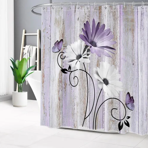 Miniatura 29 de LB Cortina de ducha de otoño para baño, divertido gato negro con fantasma en la bañera en el bosque de otoño, cortina de ducha de tela de cosecha