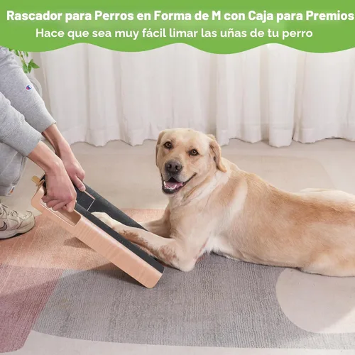 Miniatura 3 de Almohadilla Rascadora de Uñas para Perros en Forma de M con Caja de Golosinas, Tablero Rascador de Uñas para Perros Grandes, Juguete Lima de Uñas
