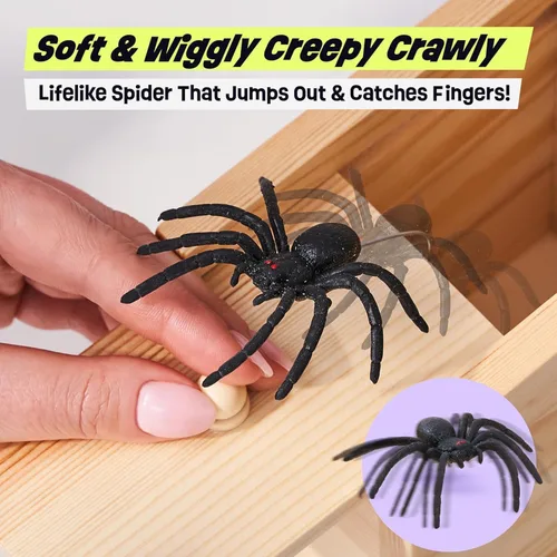 Miniatura 8 de FunFamz Mini Caja de Broma de Araña - Regalo de Broma de Madera Sorpresa, Perfecto para Cumpleaños, Día de los Inocentes, Broma Inofensiva con Araña