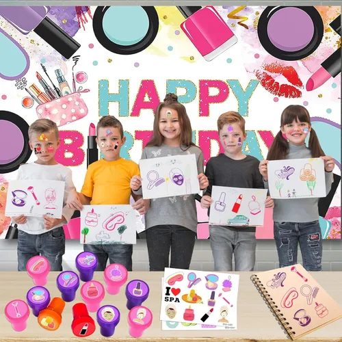 Miniatura 6 de 36 recuerdos de fiesta de spa, 24 tatuajes temporales y 12 sellos, ideal para fiestas de pijamas, decoración de tarjetas de cumpleaños, suministros
