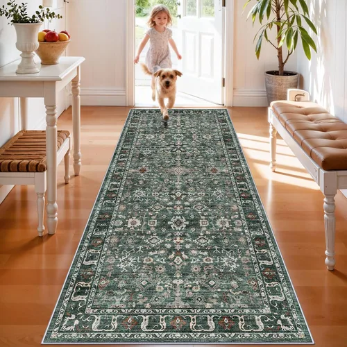 Alfombra Lavable de Pasillo 3x8: Alfombras de 8 pies para Cocina, Entrada, Antideslizante, Suave, de Pelo Bajo, Alfombra delgada para Sala de Estar,