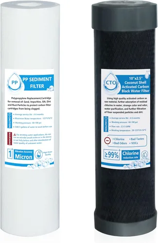 Miniatura 7 de Sistema de filtro de agua dual externo para vehículos recreativos para reducir sedimentos, suciedad, arena, óxido, partículas de escamas y sabor a