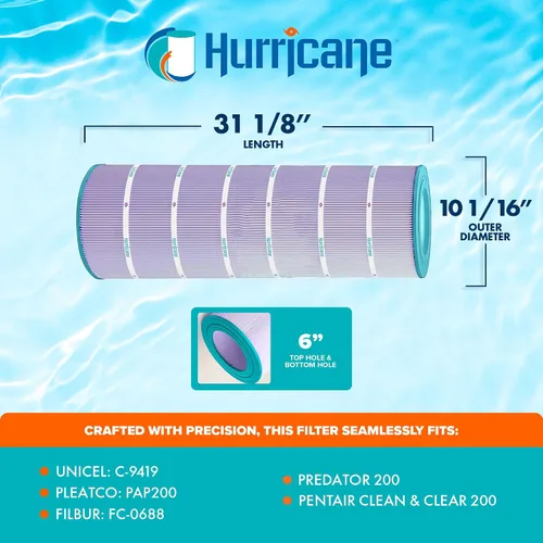 Miniatura 3 de Hurricane Filtros - Cartucho de filtro aséptico para piscina HF9419-01P Platinum Purple - Reemplazo para Pleatco PAP200, Unicel C-9419, Filbur