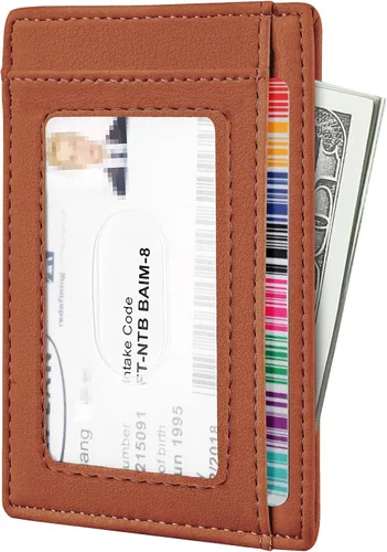 Miniatura 153 de Travelambo billetera mediana y minimalista de cuero para bolsillo frontal, con bloqueo de interferencia de radiofrecuencia