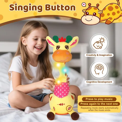 Miniatura 3 de Juguete de Jirafa Danzante con Luces LED, Juguete para Bebé Jirafa que Habla y Canta, Repite lo que Dices (Grabación de Audio y Repetición) Animal