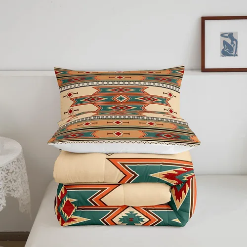Miniatura 5 de Erosebridal Juego de edredón exótico tamaño individual, ropa de cama tribal, estadounidense, suroeste, étnico, bohemio, abstracto, geométrico, juego