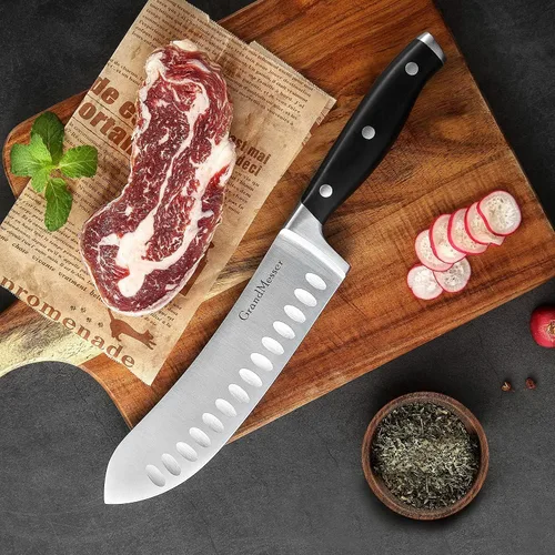 Miniatura 2 de Cuchillo de carnicero, cuchillo de punta redondeada de 7 pulgadas, forja de acero inoxidable alemán de alto carbono, mango ergonómico ABS triple