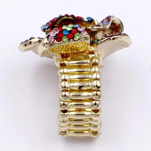 Miniatura 5 de Lavencious Anillo elástico de cóctel con forma de flor y circonita cúbica para mujer, Cristal, Zirconia cúbica