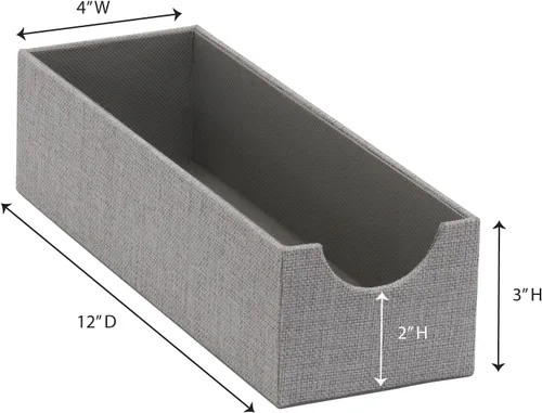Miniatura 8 de Household Essentials Caja organizadora de cajones profundos gris 725-1 para almacenamiento 12 x 4 x 3.13 pulgadas, color plateado