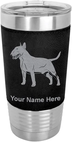 Miniatura 21 de LaserGram Vaso aislado al vacío de 20 onzas, perro Bull Terrier, grabado personalizado incluido (piel sintética, estilo béisbol)